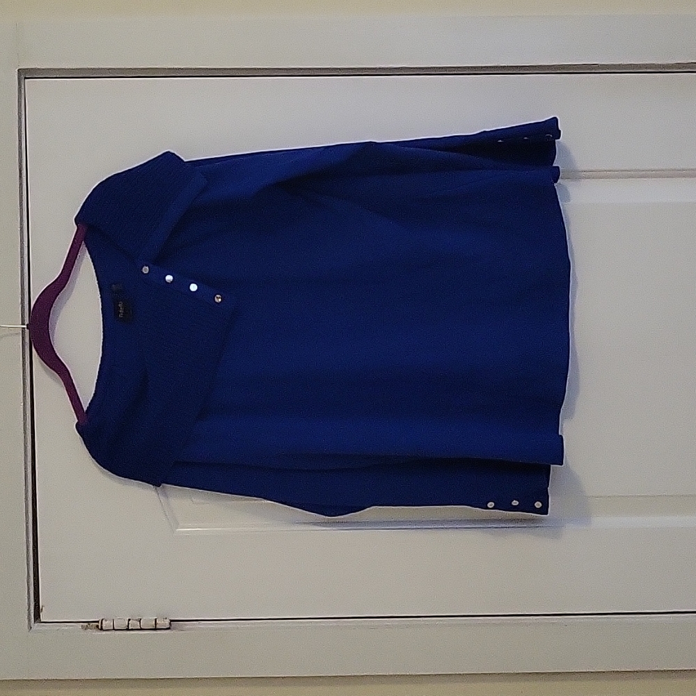 Rafaella, XL, Blue Cowl Neck, Long Sleeve Sweater
